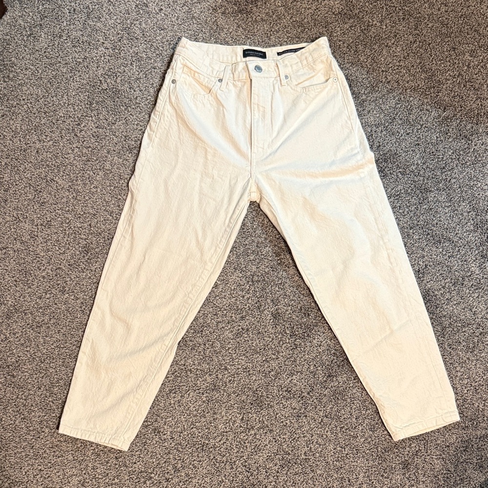 Banana Republic Off-White Premium Denim Cropped High Rise 5-Pocket Jeans